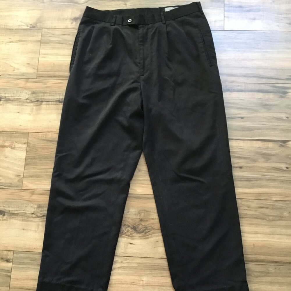 NATURAL ISSUE Classic Fit Men's Dressy Pants Pleated Cuffed Bootcut Black 34 X30